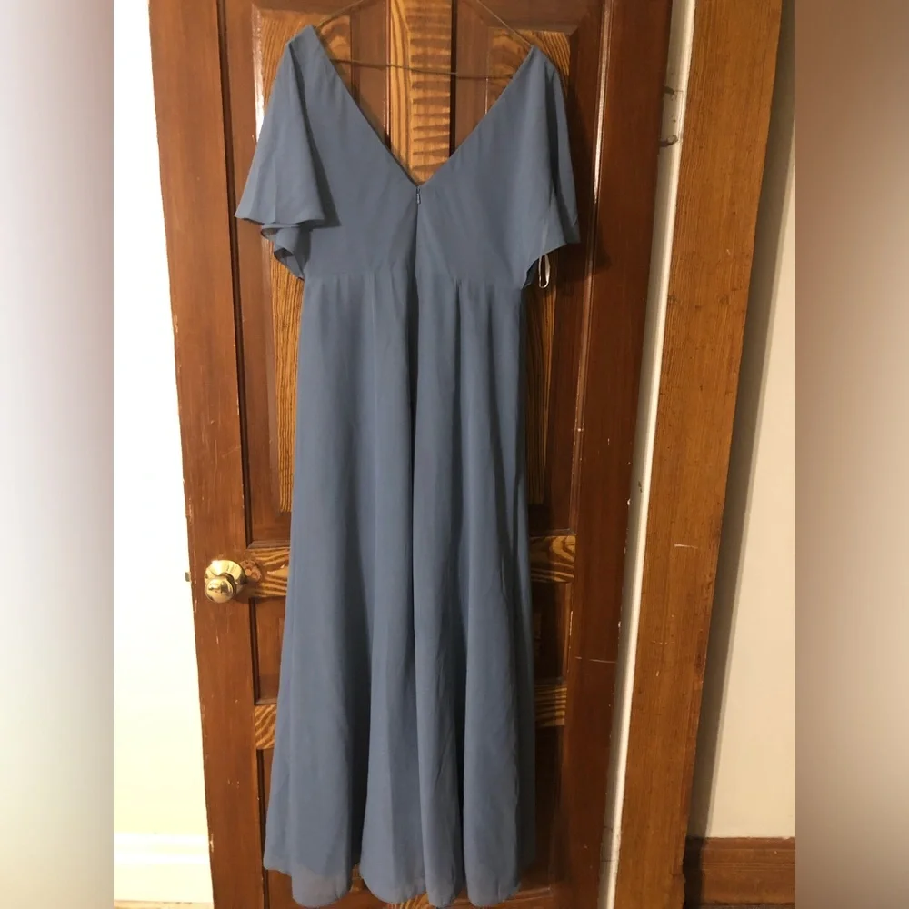 Revelry Dusty blue Gwen Chiffon Bridesmaid dress - Picture 3 of 6